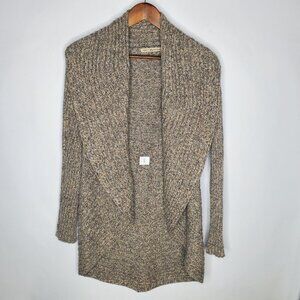 Simply Natural Womens Beige Alpaca Open Cacoon Cardigan Ribbed Long Sleeve Warm